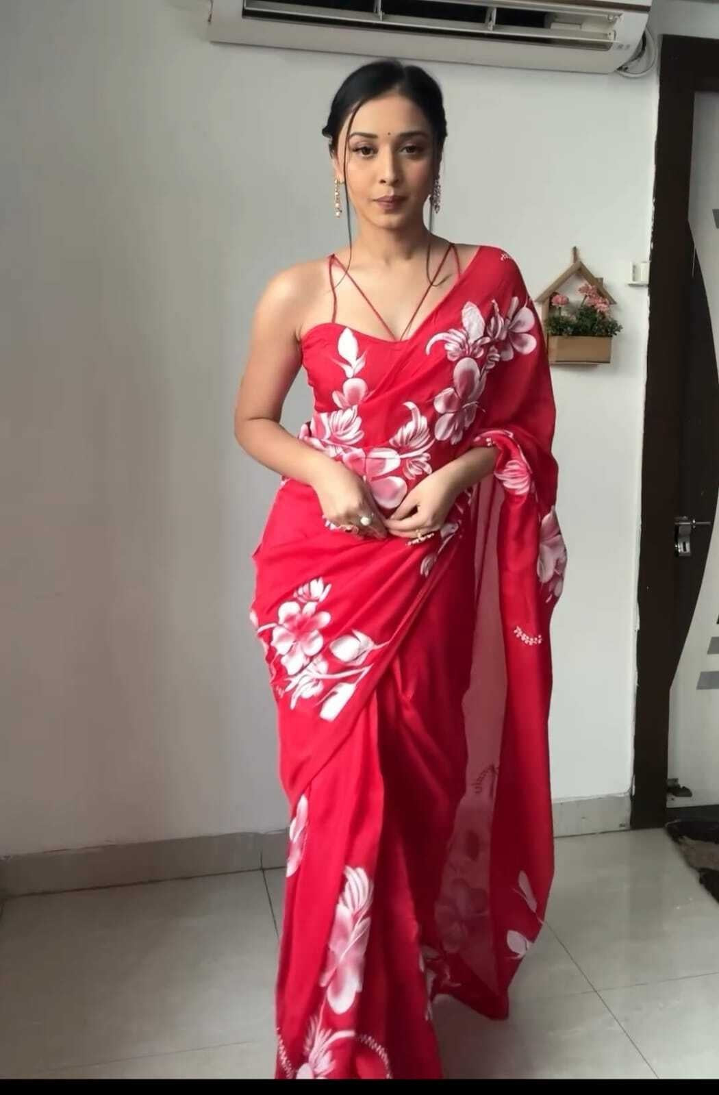 Ready To Wear Pure Soft Georgette Silk Saree With Blouse image 5