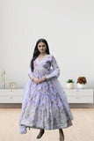 Russian Silk with Embroidery Work Long Anarkali Dress With Dupatta image 4