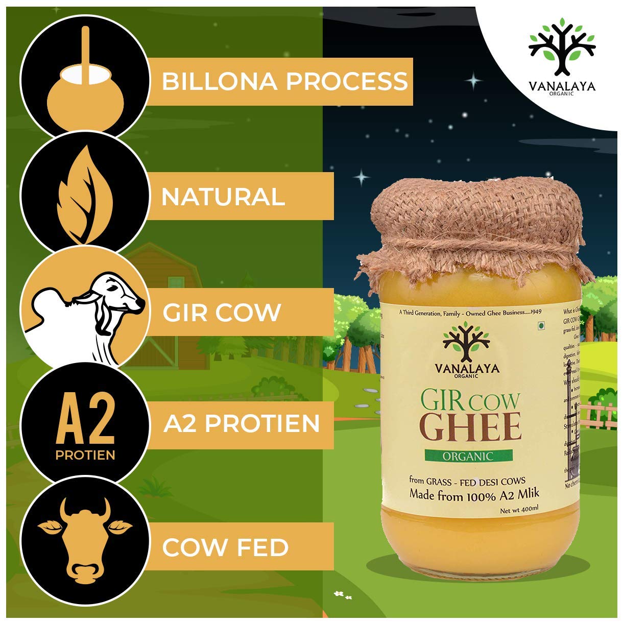 Vanalaya Organic Gir Cow Ghee - 200 ml image 4
