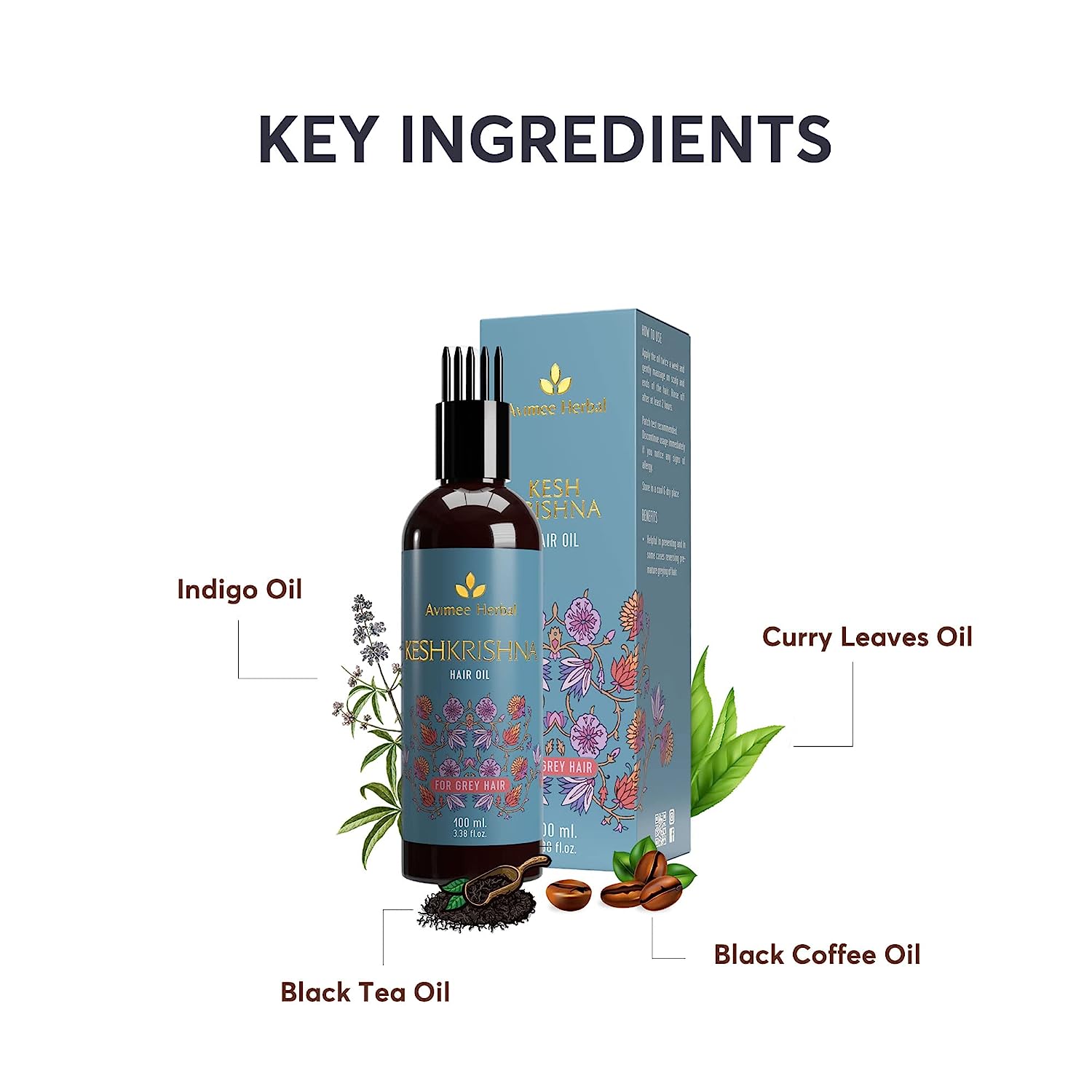Avimee Herbal Keshkrishna Hair Oil Mineral Oil Free 100 ml image 2
