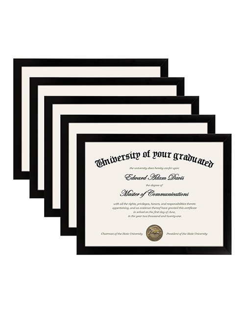 5-Pack 8.5x11 Black Certificate Frames with HD Glass – Wall and Tabletop Display Paperback bookcover – AVRBOOKS