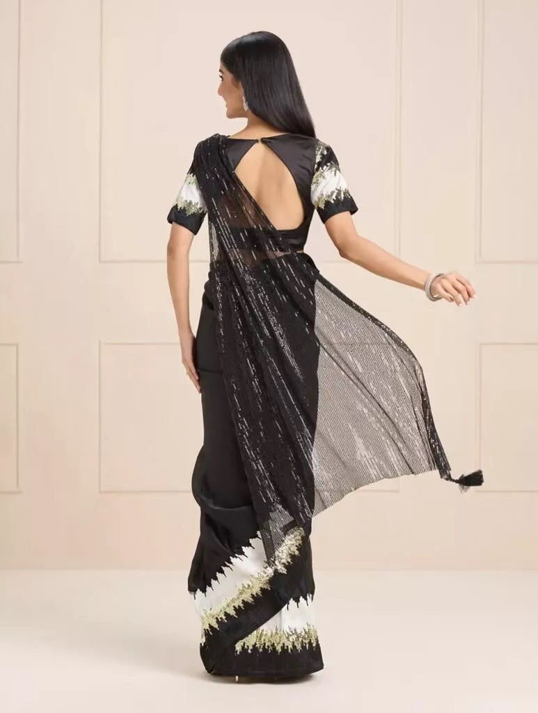 Heavy Pure Soft Georgette With Sequence Work Saree & Blouse image 4
