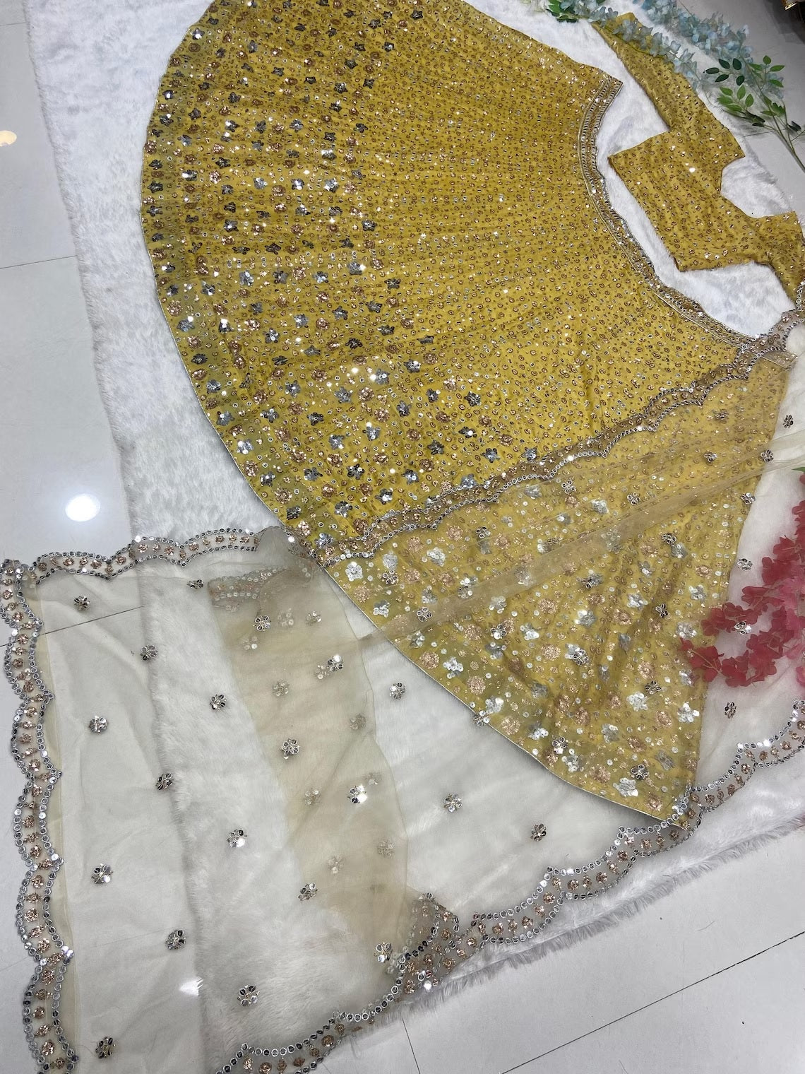 Beautiful Classic Style Indian Rangoli Silk Lehenga Choli With Dupatta image 4