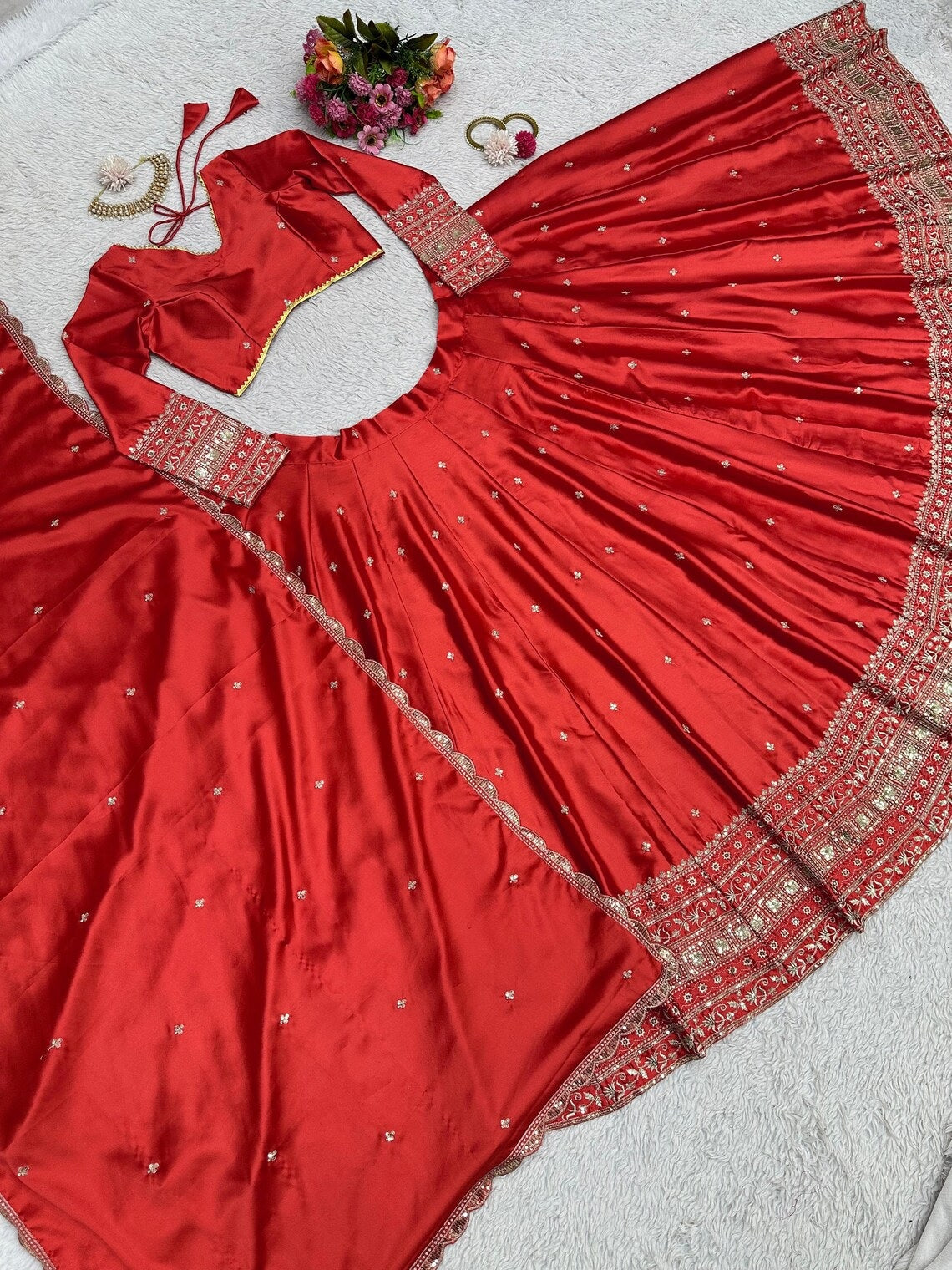 Malai Satin Silk With 3MM Sequence Work Lehenga Choli With Dupatta image 4