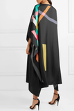 Black Printed Caftan, Soft Silk Crepe Kaftan image 3