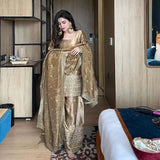 Fancy Satin With Sequence Work Top Palazzo & Dupatta image 4