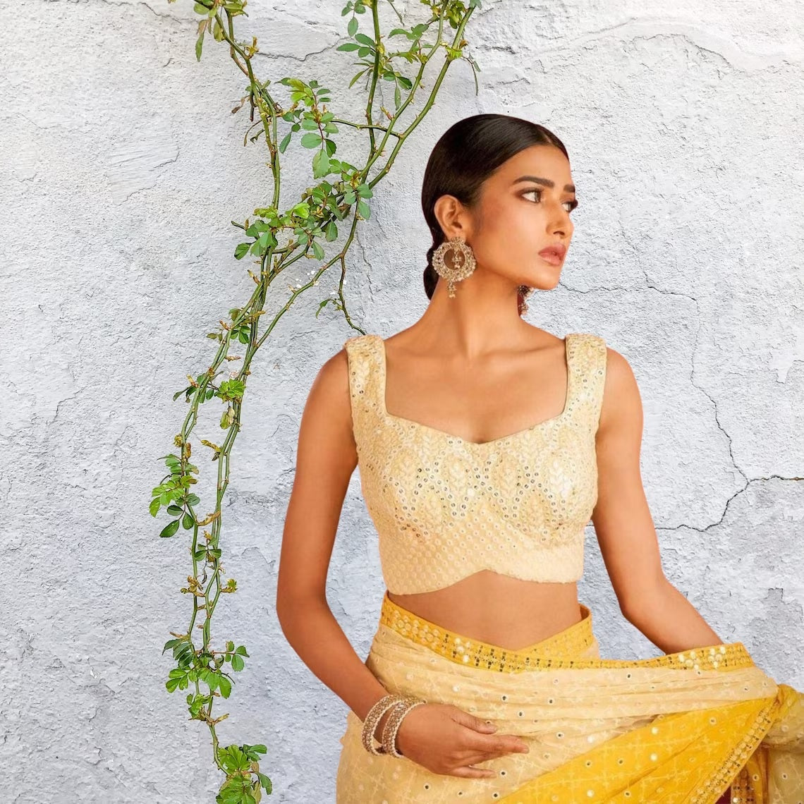 Soft Georgette 7 MM Embroidery Heavy Sequence Work Saree Blouse image 4
