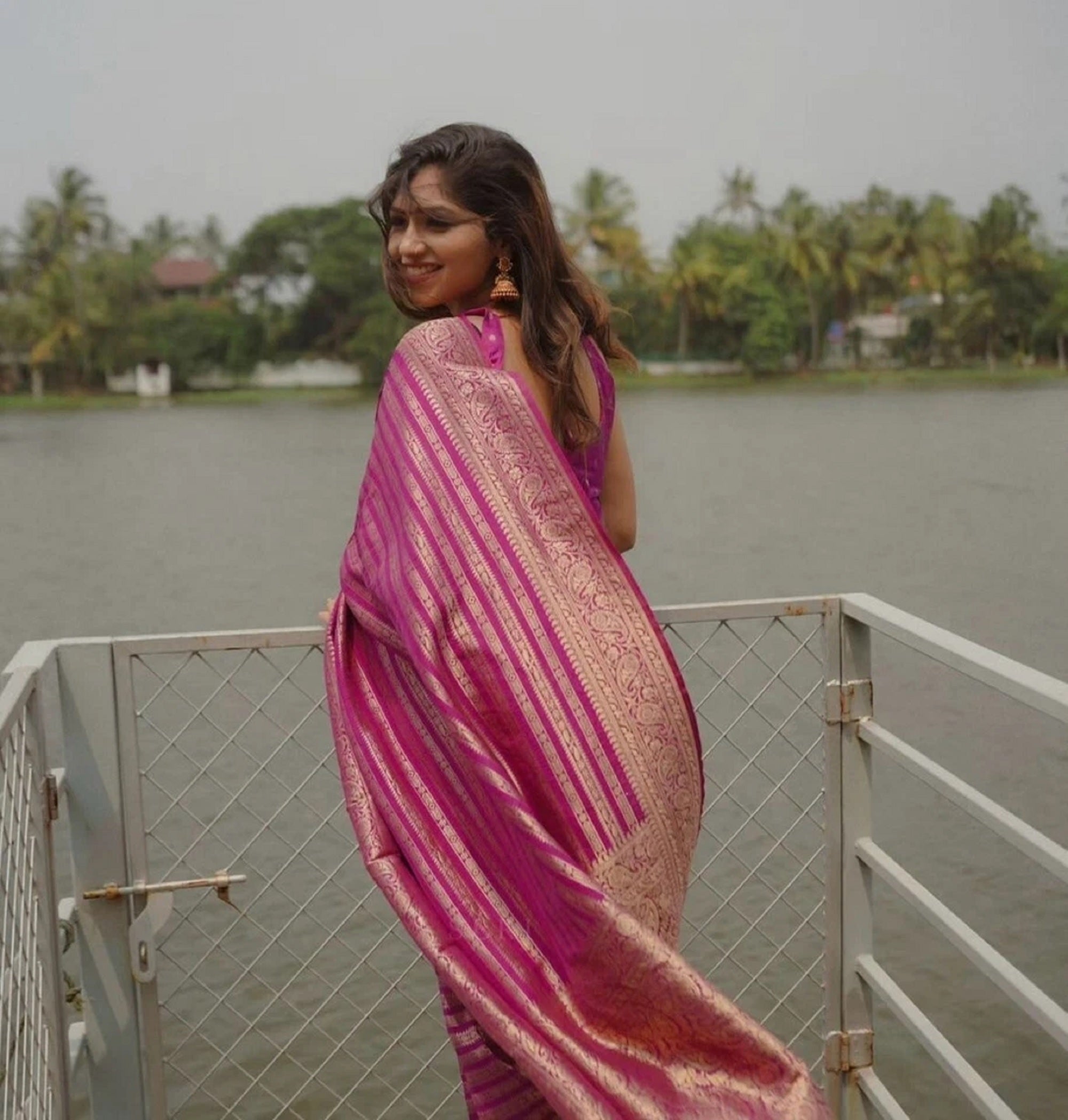 Banarsi Soft Silk Saree With Blouse image 4