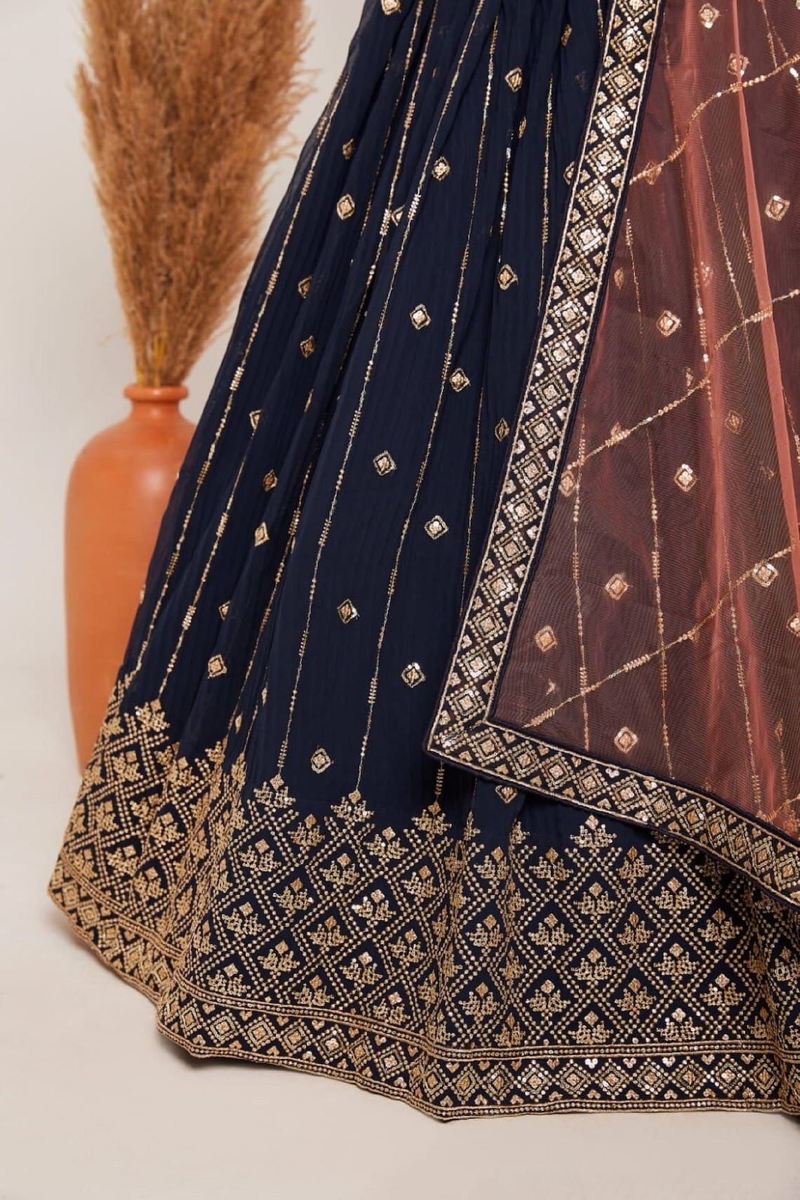 Heavy Georgette With Embroidery & Sequence Work Lehenga Blouse With Dupatta image 4