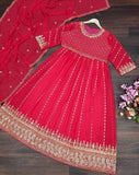 Georgette With Embroidery Design Work Gown Dresses With Dupatta image 4