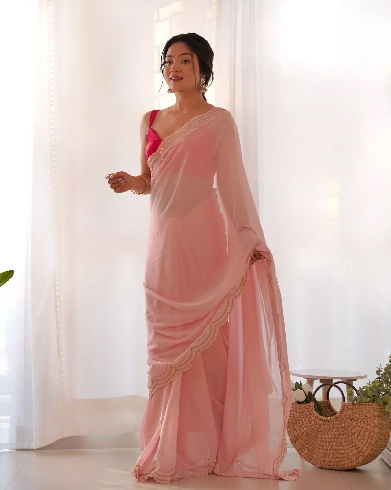 Heavy Georgette Classic Festival Saree With Blouse image 4