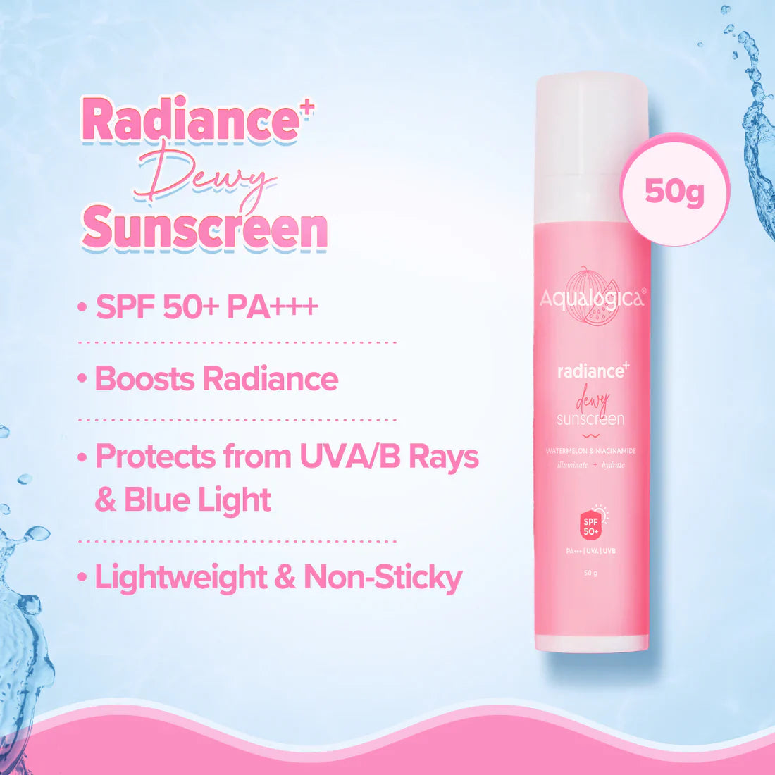 Aqualogica Radiance+ Skincare Set with Niacinamide, Watermelon & Hyaluronic Acid – 3-Piece Daily Routine image 3