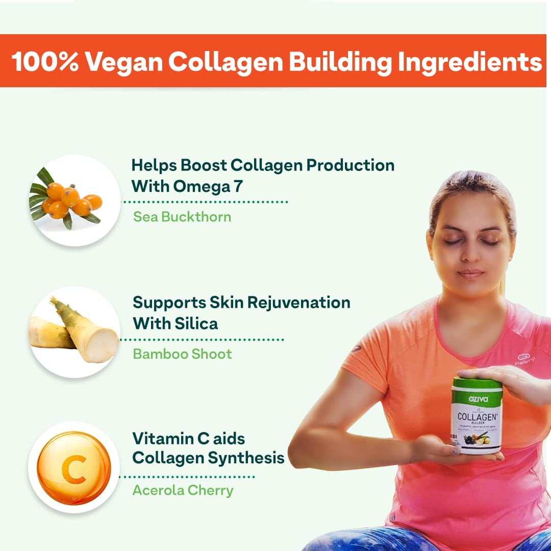 OZiva Plant Based Collagen Builder - 250 gm - Berry Orange image 4