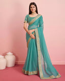 Tabby Silk Organza, Embroidery Lace Work Saree image 7