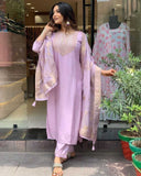 Viscose With Chanderi Embroidery Work Kurta Pant With Dupatta image 4