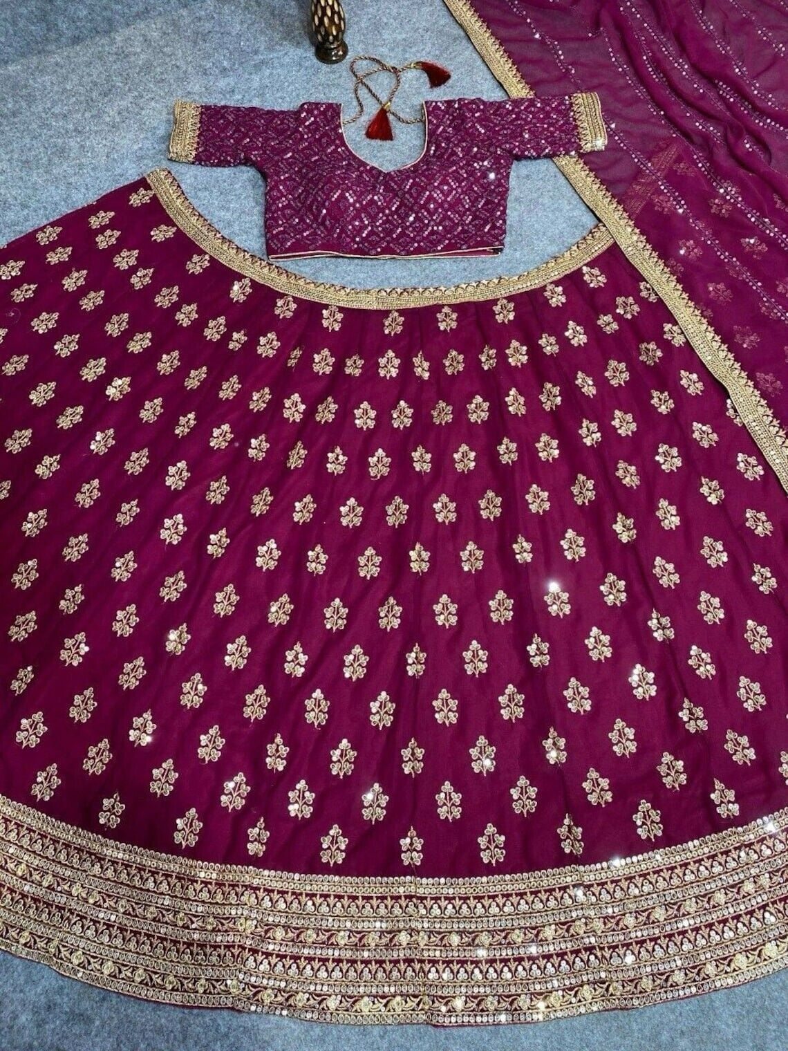 Faux Georgette & 5mm Sequence Embroidery Work Lehenga Choli With Dupatta image 5