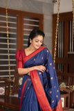 Soft Lichi Silk With Beautiful Jacquard Border Saree With Blouse image 4
