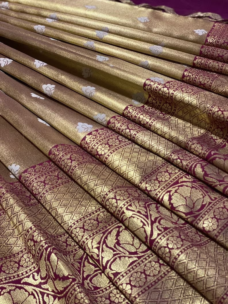 Kanjivaram Silk Saree Lehenga Blouse Dupatta, image 4