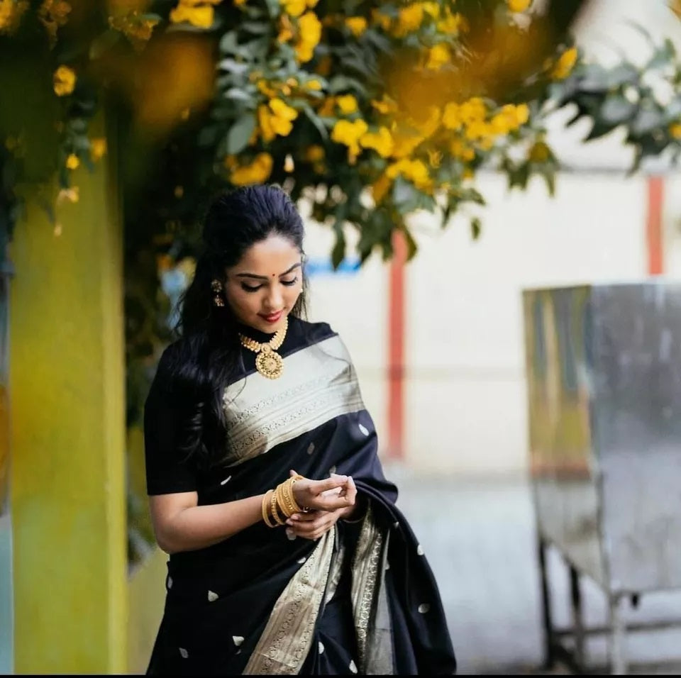 Classic Soft Lichi Silk Saree, Women's Wedding Ethnic Fancy Sari & Blouse image 4