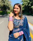 Rangoli Silk With Embroidery Work Saree With Blouse image 4