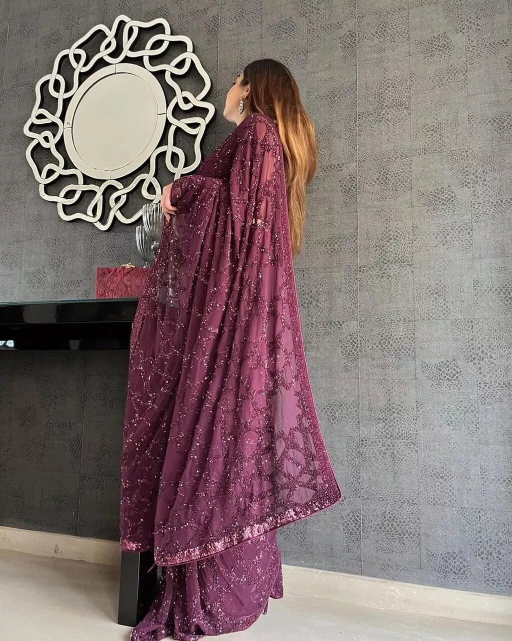Georgette Heavy Satin Banglori Silk Sareee & Blouse image 4