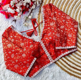 Banaras Silk Blouse Golden And Silver Jari Blouse, Ready Made Blouse image 4