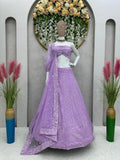 Butterfly Net With Embroidery Foil Mirror Work Lehenga Choli With Dupatta image 4