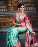 Soft Lichi Silk Beautiful Wedding Saree, Indian Party Wear Ethnic Sari For Women image 4
