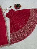 Faux Georgette Embroider With 5 MM Sequence Work Long Gown Dresses & Dupatta image 4