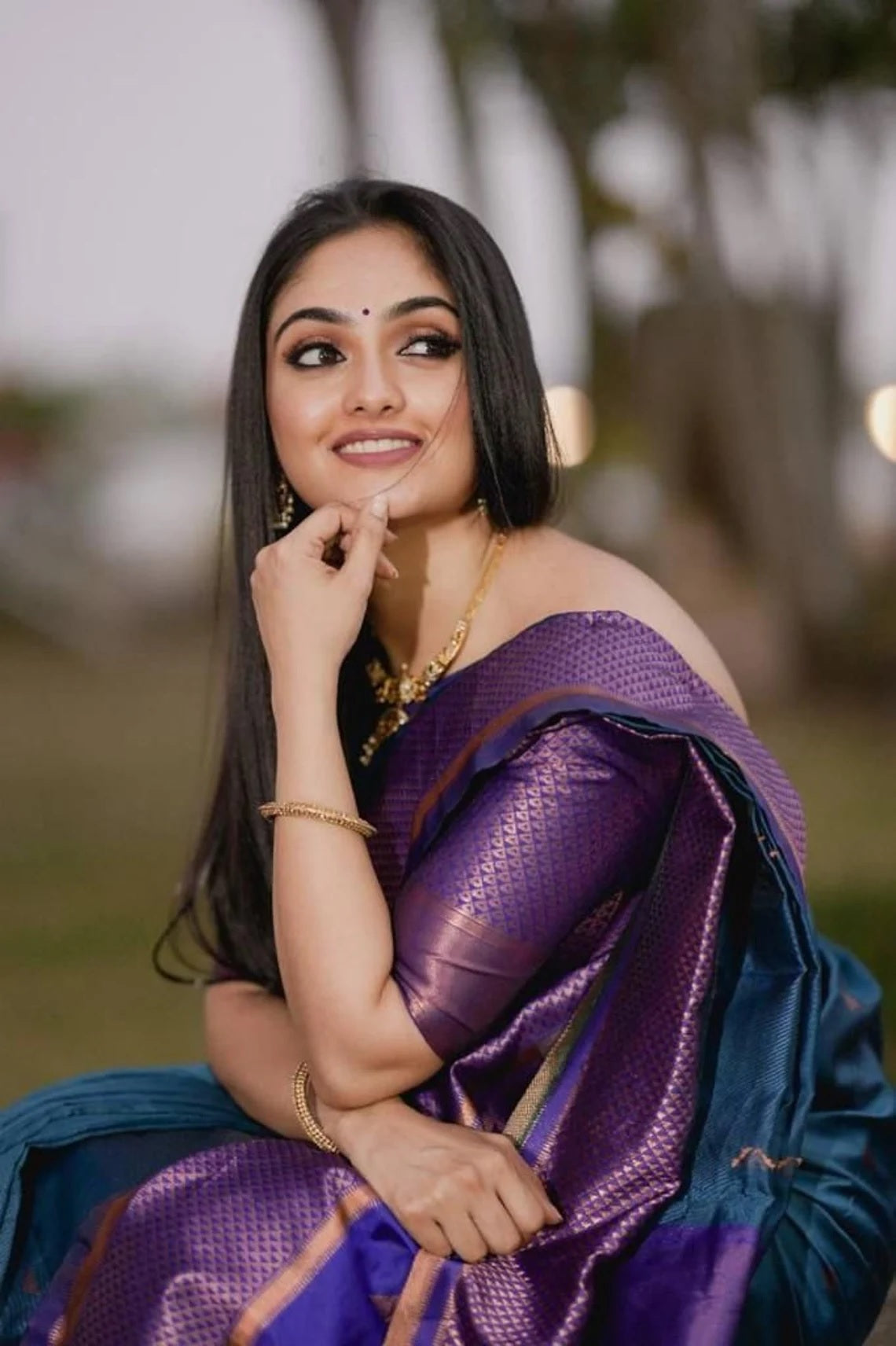 Soft Lichi Silk Saree For Women's, With Unstitch Blouse image 4