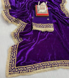 Velvet With Embroidery Work Saree & Blouse image 4