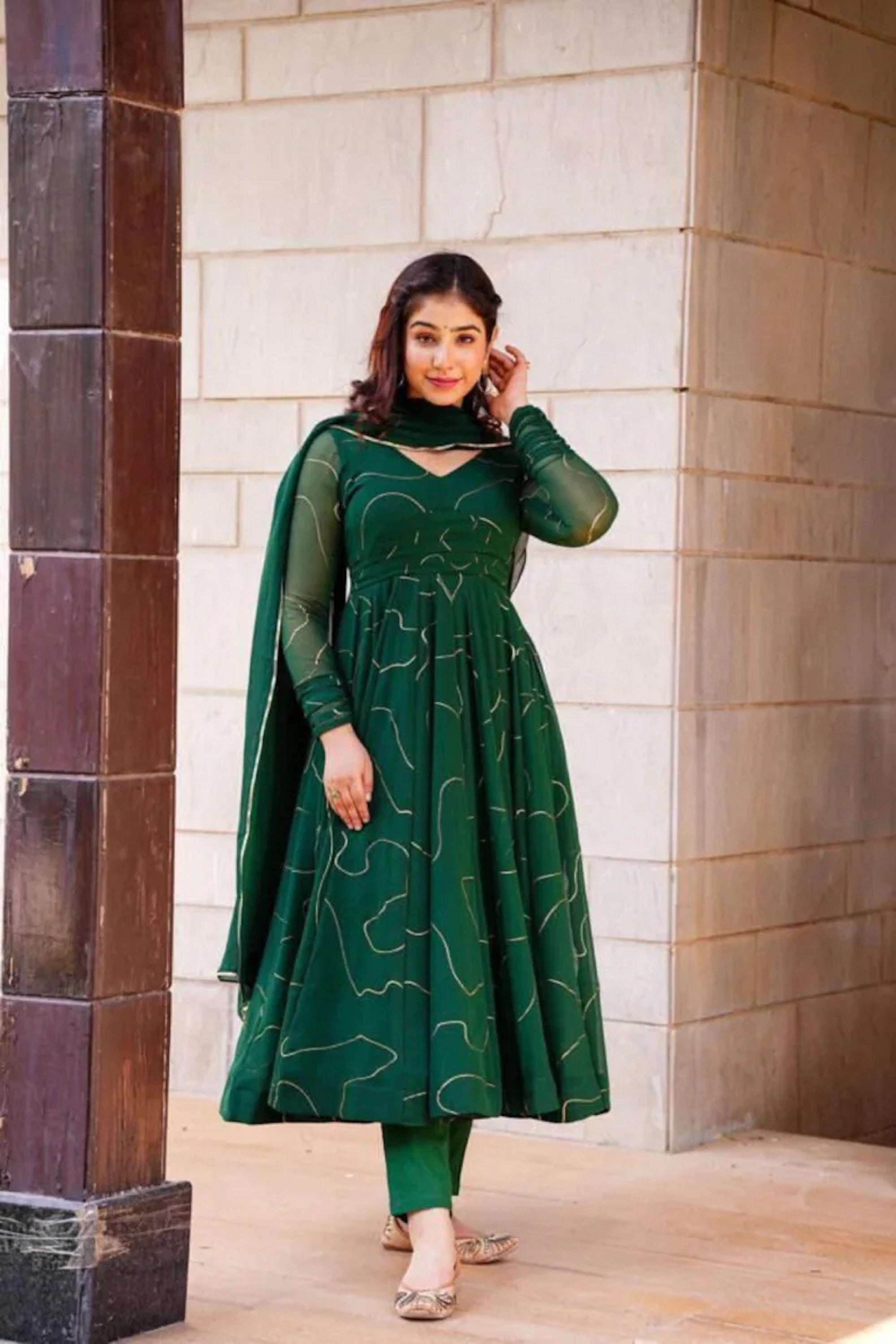 Designer Faux Georgette Anarkali Kurti with Full Sleeves Fully Stitched for Womens 13-SR55 image 4