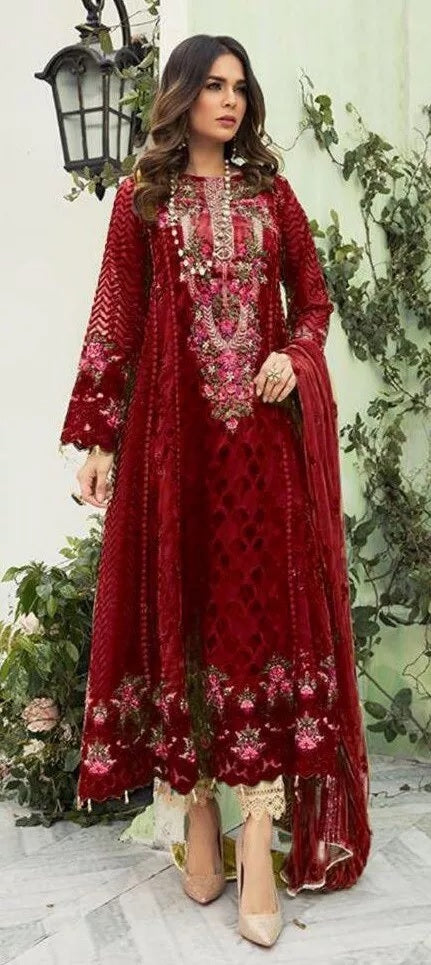 Faux Georgette Embroidery Work Salwar Kameez With Dupatta image 1