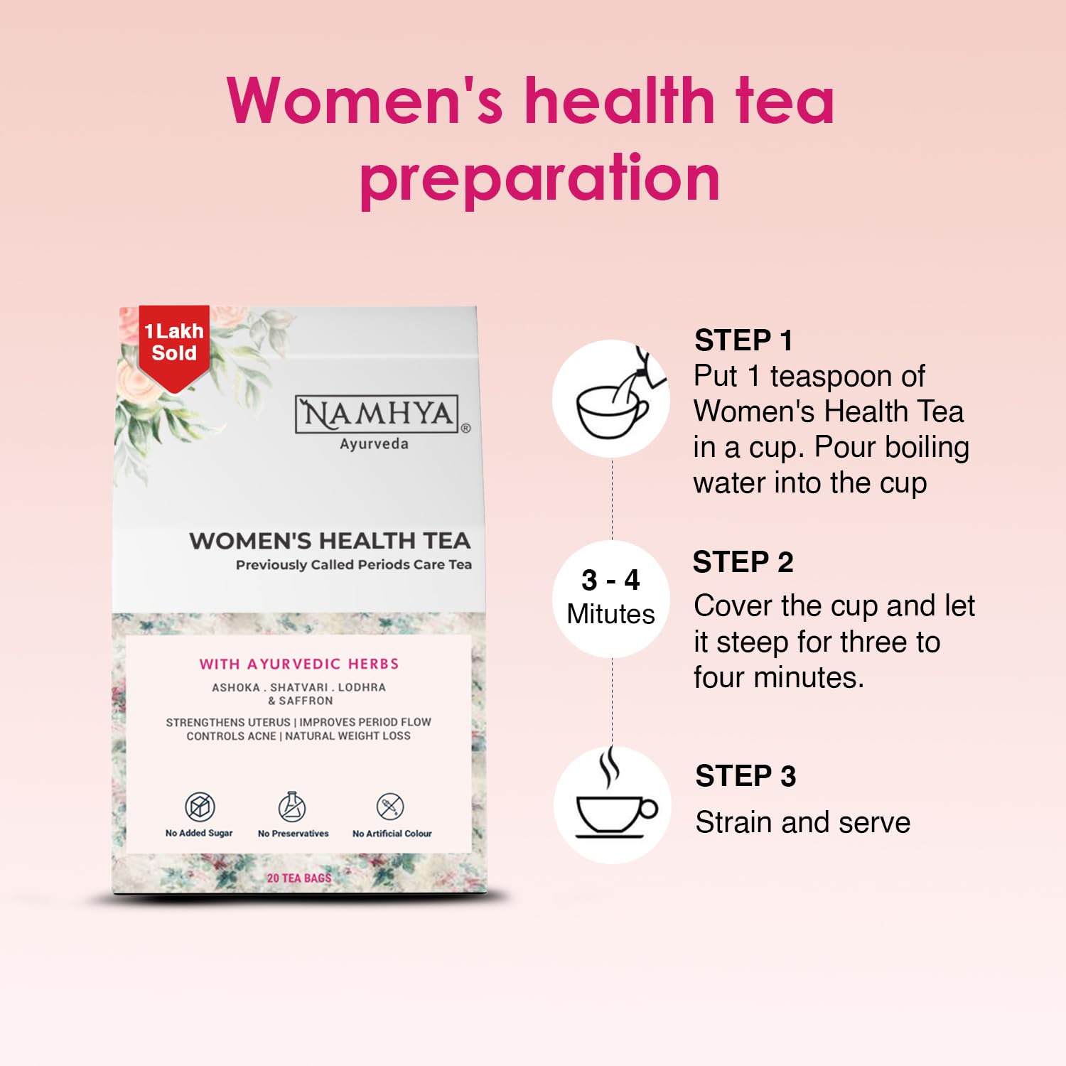 Namhya Women's Health Tea(Formerly Called Period Care Tea for PCOS & PCOD) 100g image 4