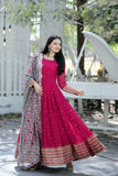 Faux Blooming With Embroidery Zari Sequence Work Long Top Dresses With Dupatta image 3