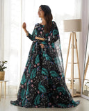 Women's Net Digital Print Lehenga Choli Indian Semi Stitched Lengha Choli 15-QRC13 image 4