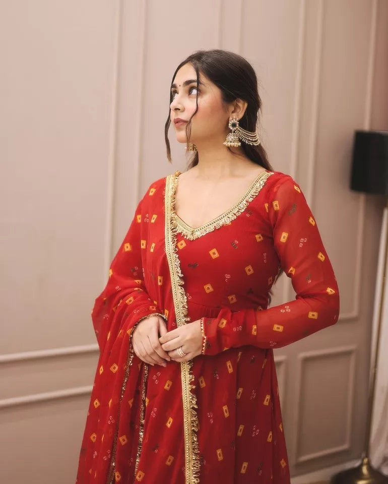 Faux Georgette Long Anarkali Gown Bottom & Dupatta image 4