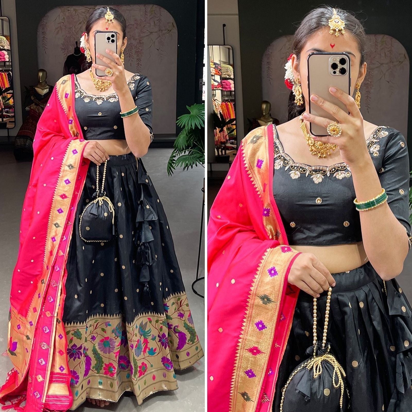 Jacquard Silk & Weaving Zari Work Lehenga Blouse With Dupatta image 4