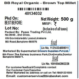 BB Royal Organic - Brown Top Millet, 500 g image 4