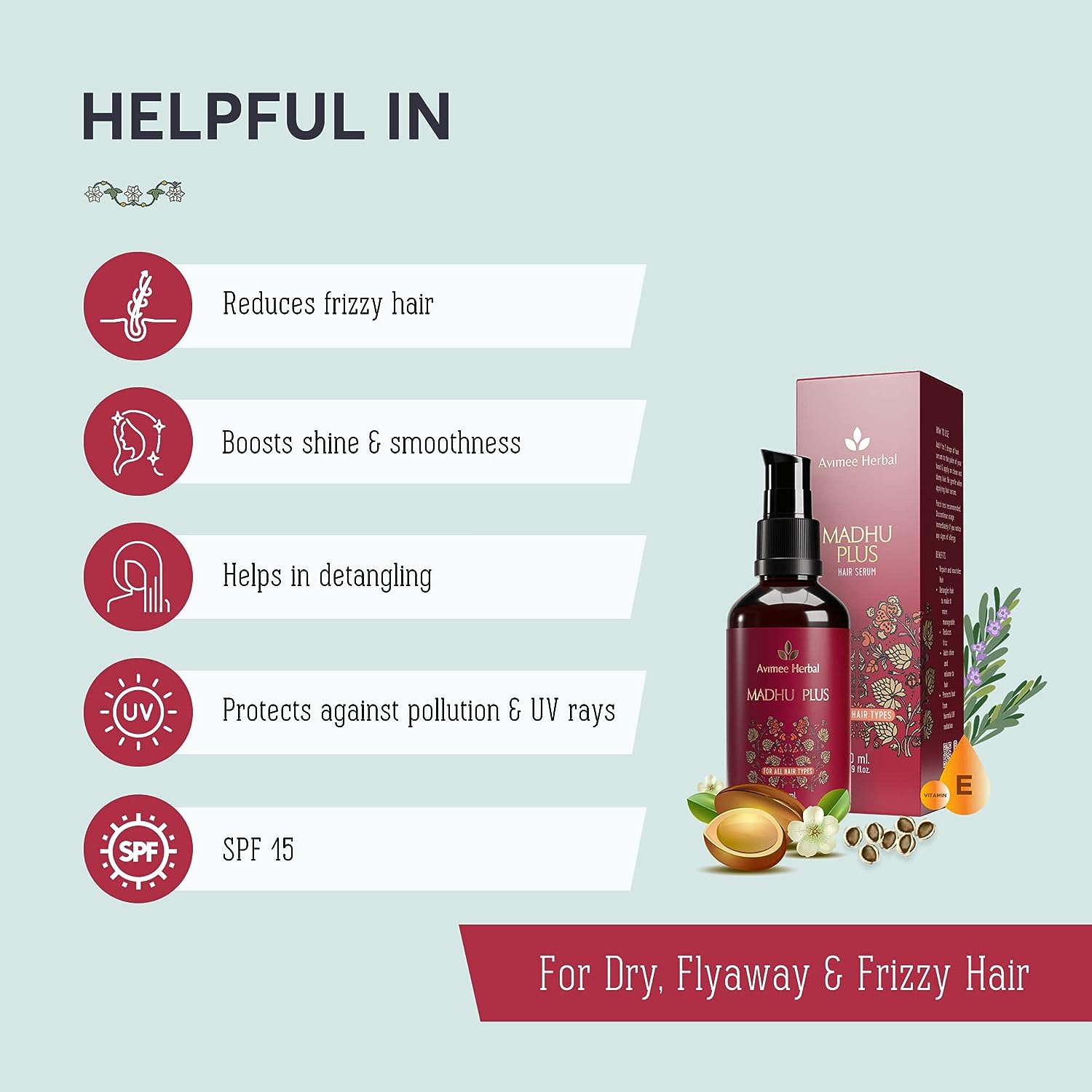Avimee Herbal Keshpallav Hair Oil (100 ml) & Hairtone PV 1 Scalp Spray (100 ml) & Madhu Plus Hair Serum (50 ml) Combo Pack Golden Brown image 4