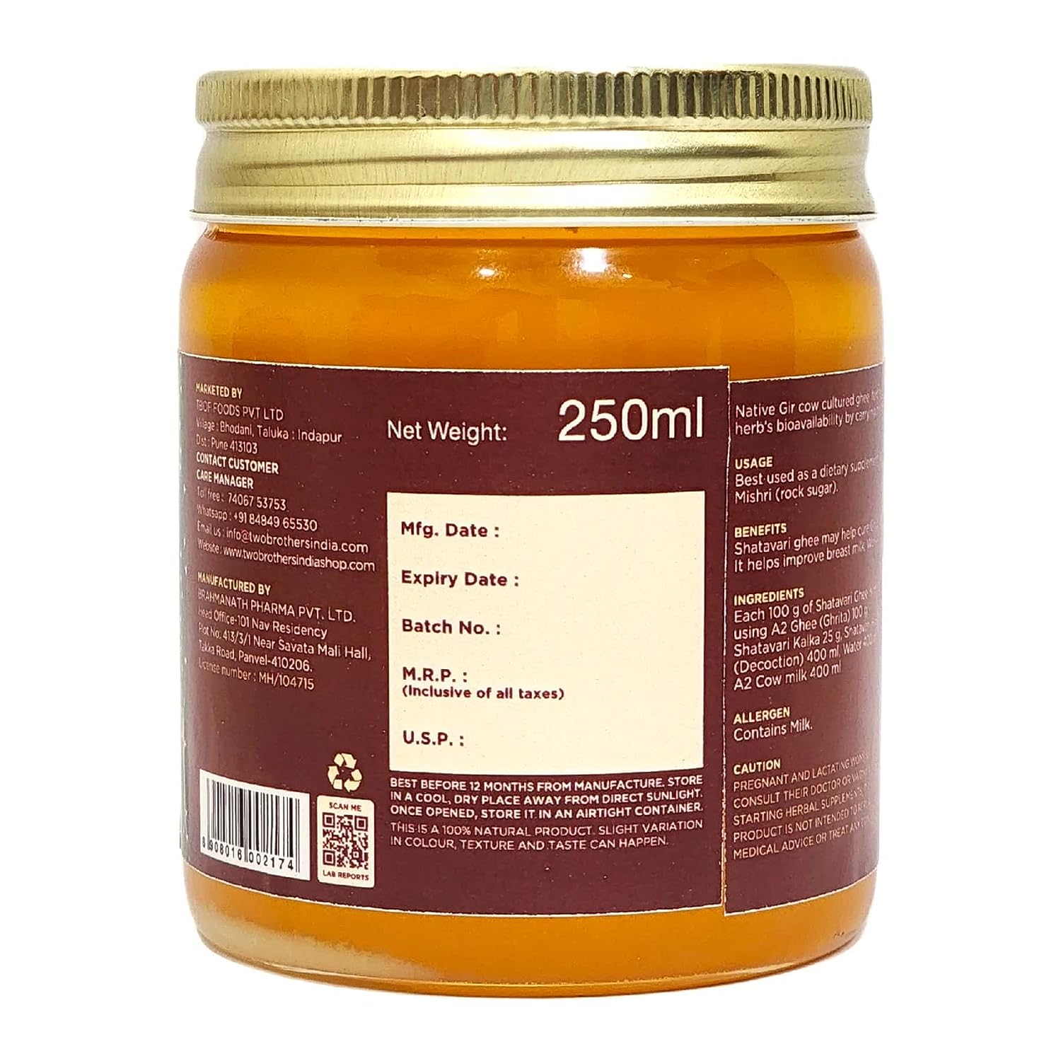 Two Brothers Organic Farms Shatavari Ghee image 4