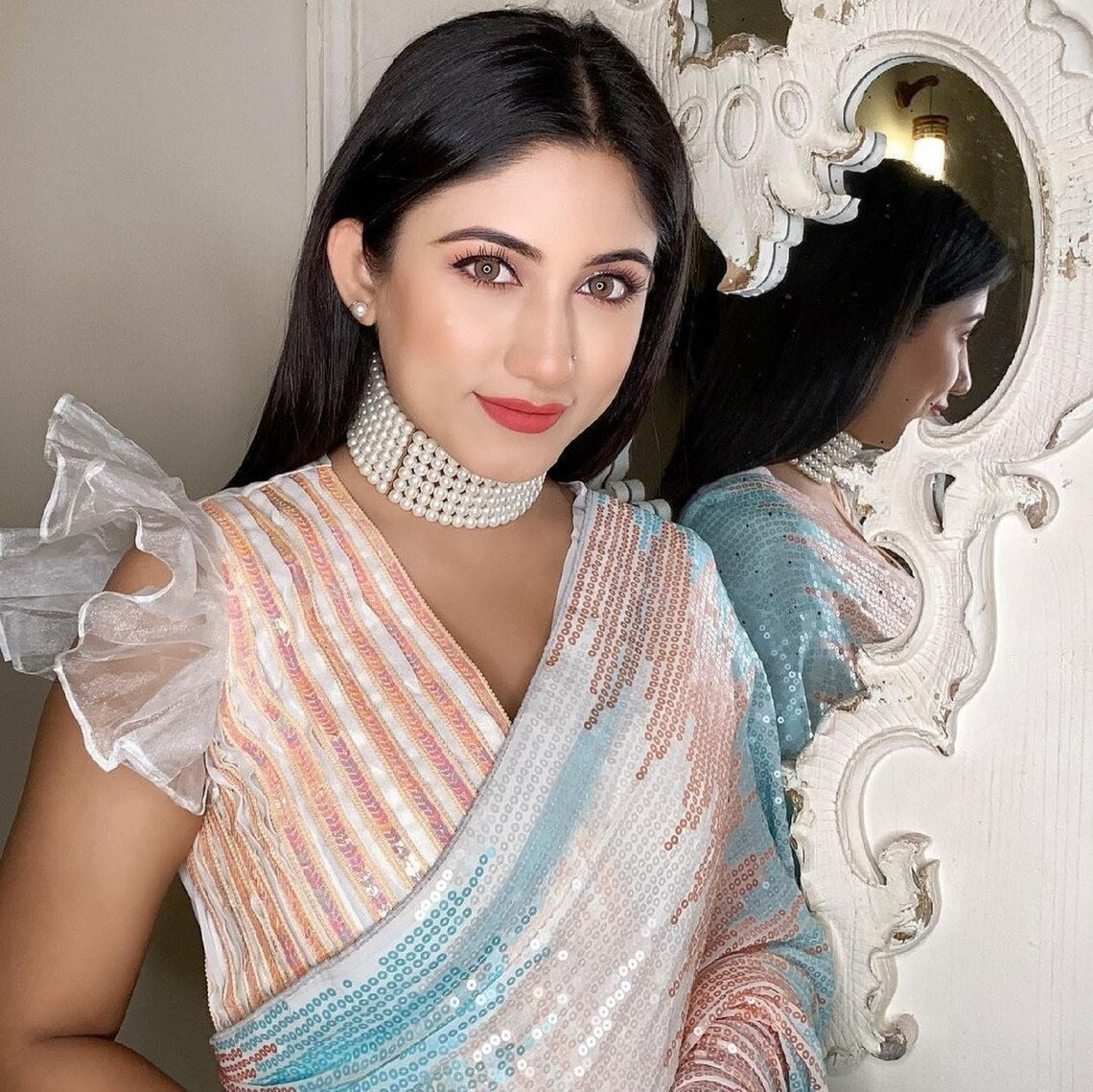 Soft Georgette Sequence Work Designer Saree image 4