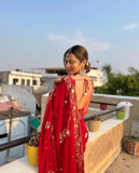 Red Georgette Embroidery Sequence Saree image 4