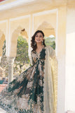 Russian Silk Embroidery Zari Sequence Work Dress With Dupatta image 4