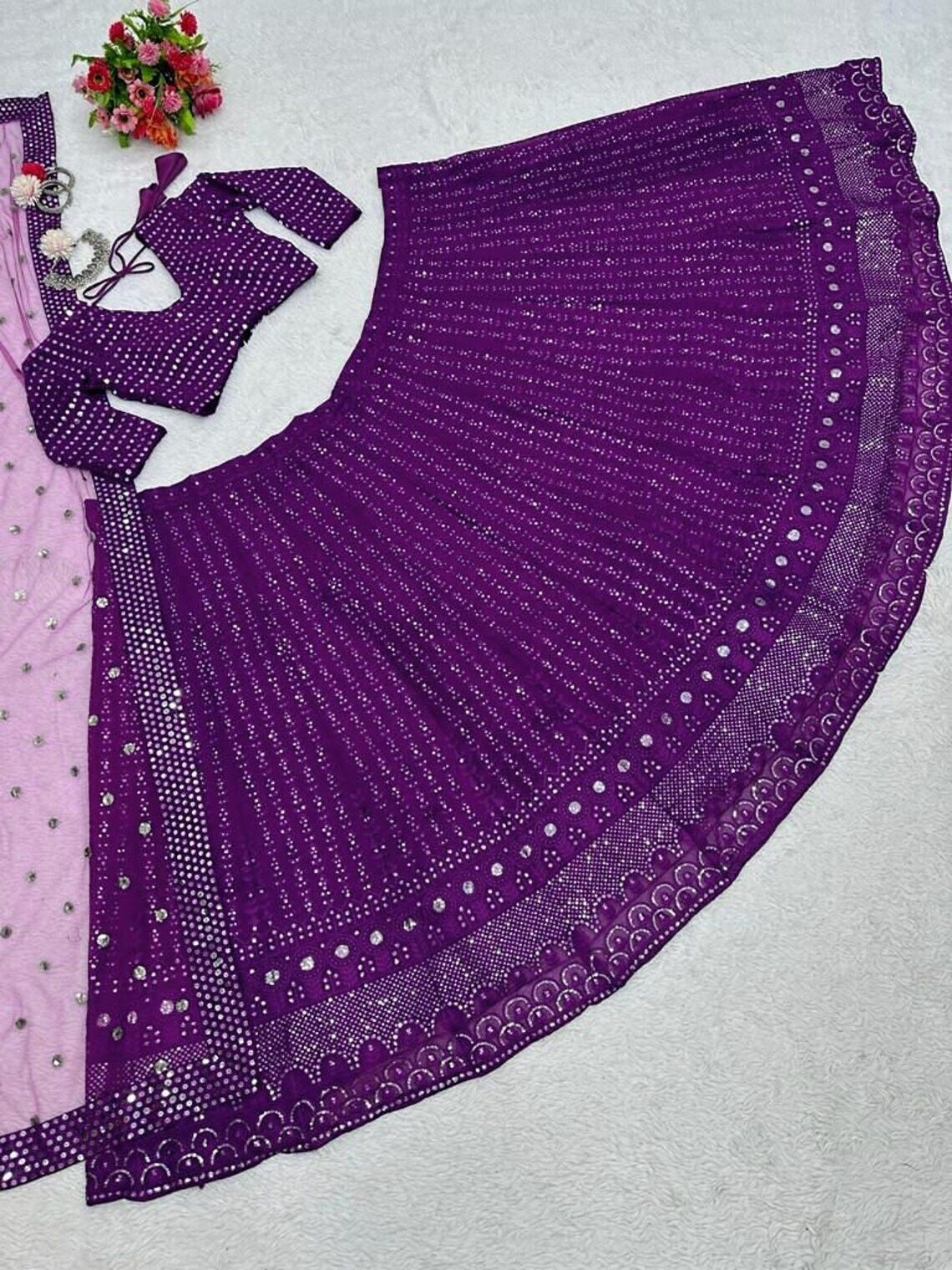 Faux Georgette With Embroidery Sequence Work Lehenga Choli With Dupatta image 4