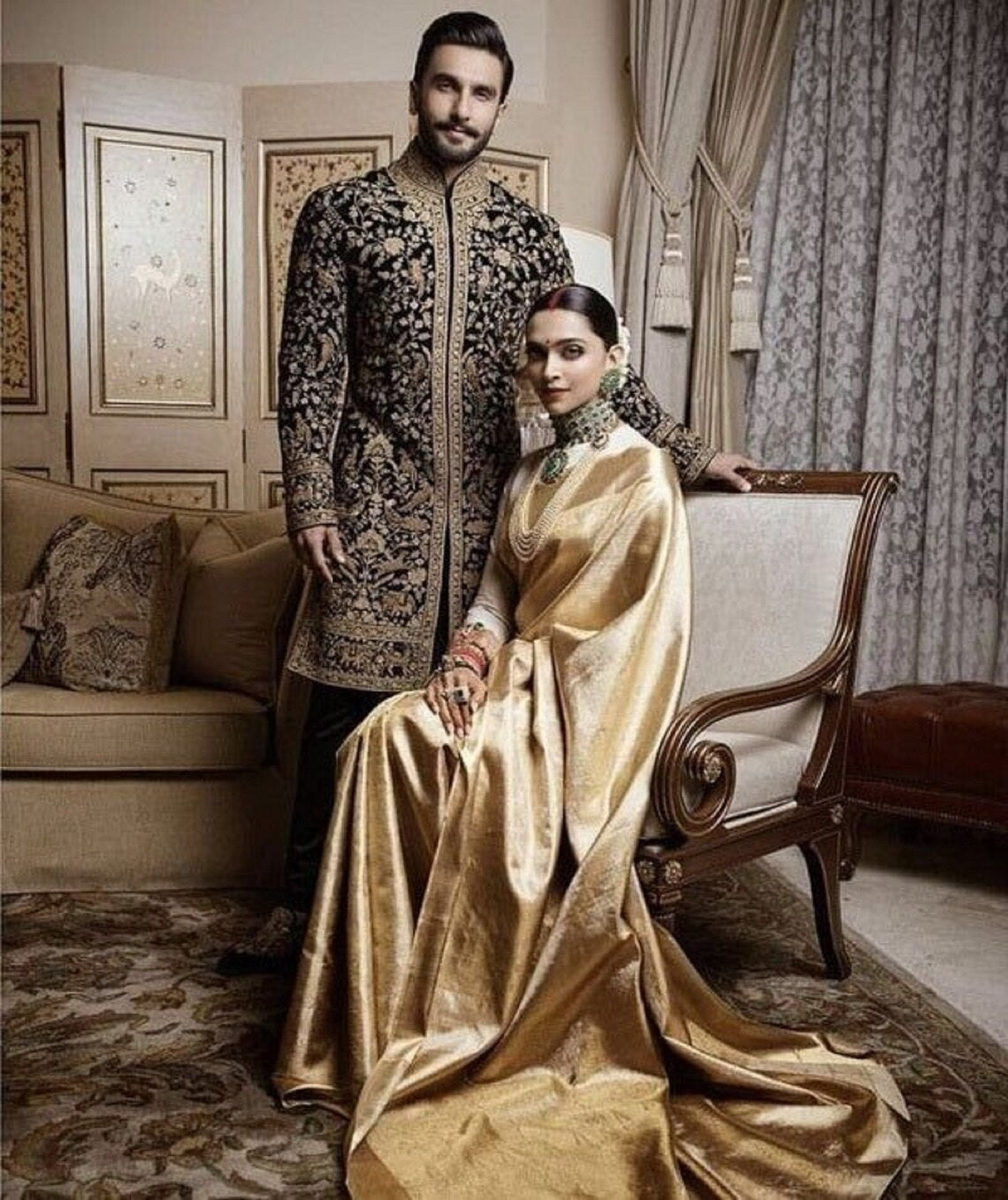 Gold Soft Lichi Silk Saree image 3