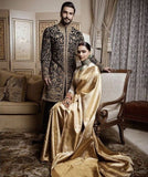 Gold Soft Lichi Silk Saree image 3