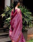 Pink  Banarsi Soft Silk Saree With Blouse image 4
