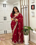 Heavy Georgette Saree,Indian Party Wear Sari Blouse image 4