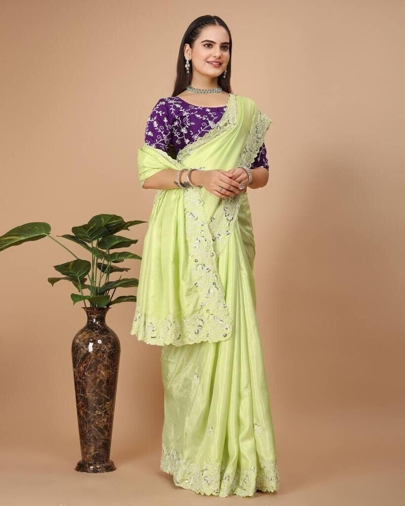 Dolla Silk Embroidery Work Saree image 4